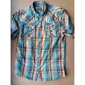 BKE Shirt Men XXL Vintage 1967 Pearl Snap Western Cowboy Tailored Short Sleeves